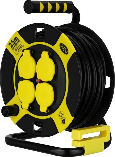 REV Ritter Kabeltrommel 4-fach H05VV-F 1,5 mm² Schwarz-Gelb 25 m - Bild 1