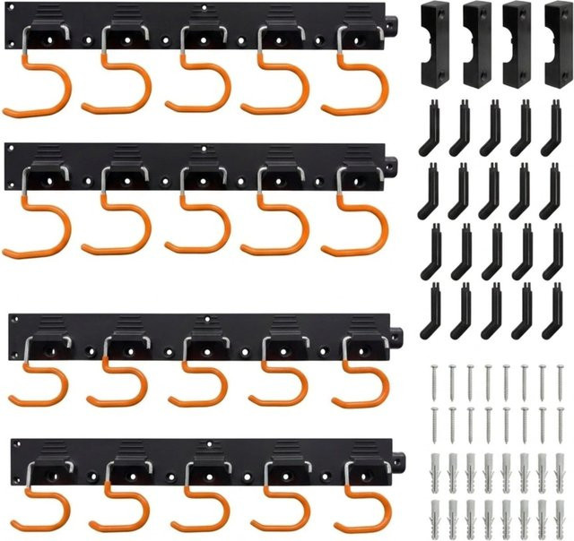 Relaxdays Gartengerätehalter aus Stahl in Schwarz mit 20 Haken und erweiterbarer Funktion - Bild 1