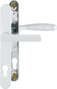 Hoppe Profiltür-Drückergarnitur New York 099KH/3346/1810 in Edelstahl und Weiß mit Lochung und PZ-Entfernung 92 mm - Bild 1