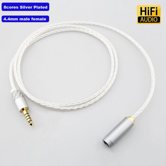 Audiocrast 4,4-mm-Balanciertes Verlängerungskabel mit OCC-Silberbeschichtung, 3,5-mm-Klinke auf 4,4-mm-Adapter in Silber - Bild 1