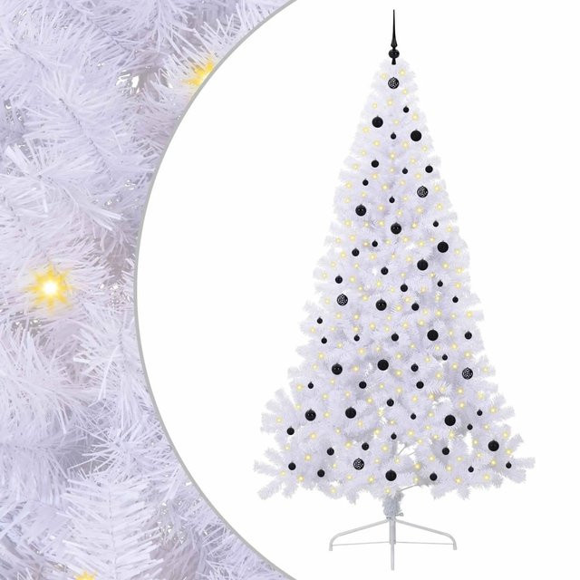 vidaXL Künstlicher Weihnachtsbaum Weiß mit RGB LED-Beleuchtung, Höhe: 240 cm, aus PVC und Stahl - Bild 1