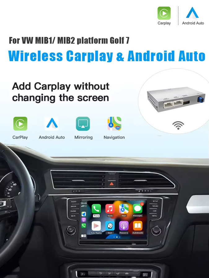 AUTOABC Wireless CarPlay und Android Auto Adapter für Volkswagen Golf 7, SEAT Leon MK3, Tiguan, Lamando, Magotan, Phideon und Teramont mit MIB1/MIB2 System, Schwarz - Bild 6