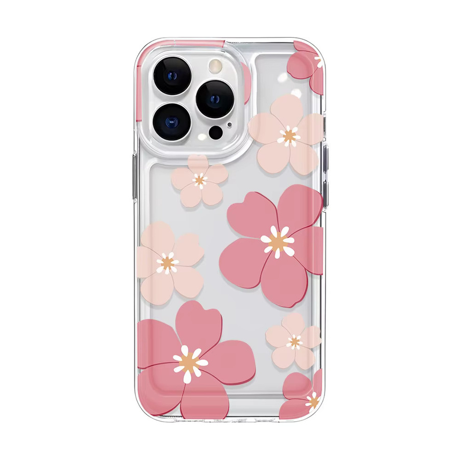 Transparente Handyhülle mit rosa Sakura Blumen-Design aus TPU für iPhone 17 16 15 14 13 12 11 Pro Max - Bild 4