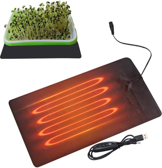 USB Pflanzenheizmatte aus PVC Leder in Schwarz für Zimmerpflanzen und Reptilien, 8,5 W, B/T/H: 45 x 15 x 15 cm - Bild 1