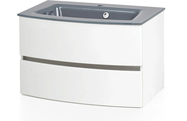 Held Möbel Einzelwaschtisch Salerno 80 cm Weiß Matt mit Softclose - Bild 1