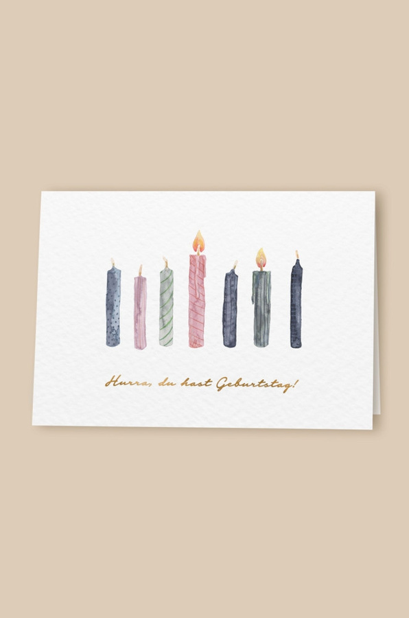 Leevje Klappkarte mit Kerzen Motiv Hurra du hast Geburtstag in Multicolor - Bild 1