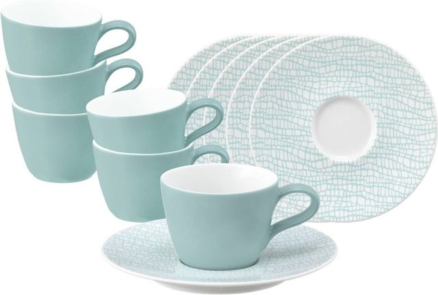 Seltmann Weiden Espressotassen mit Untertassen Life Fashion Blau aus Porzellan 6er Set 90 ml - Bild 1