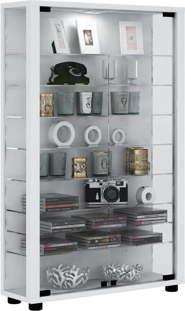 VCM Standvitrine Lumo Mini in Weiß mit ESG-Sicherheitsglas und Glastüren, H x B x T: 90 x 59 x 18 cm - Bild 3
