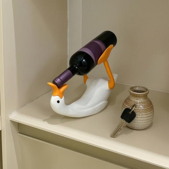 Weinflaschenhalter in Gänse-Form von Mud in your eye, weißer 3D-gedruckter Enten-Weinregal für Standardflaschen als dekorative Küchenbar-Dekoration - Bild 3