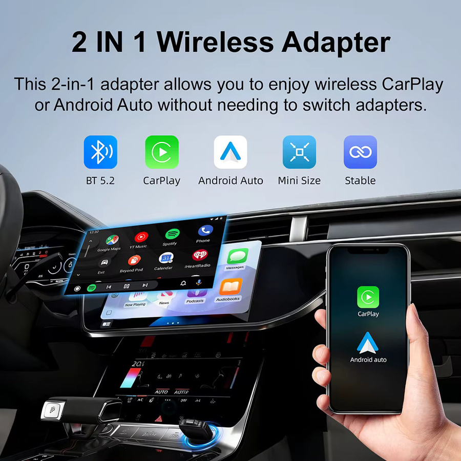 EzoneTronics AI Smart Box Auto Adapter mit Wired CarPlay und Wireless CarPlay sowie Wireless Android Auto in Schwarz - Bild 4
