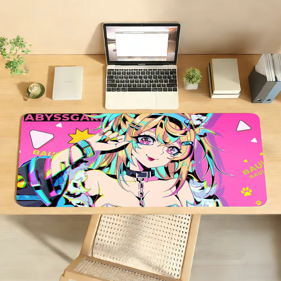 VTuber FuwaMoco Mauspad rutschfeste Gamer-Schreibtischunterlage für Laptop und Büro in Großformat - Bild 3