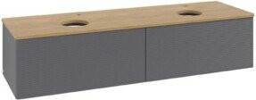 V&B Waschtischunterschrank Antao mit Frontstruktur, Wandhängend, Eiche Honig lackiert, B: 160 cm, T: 50 cm - Bild 1