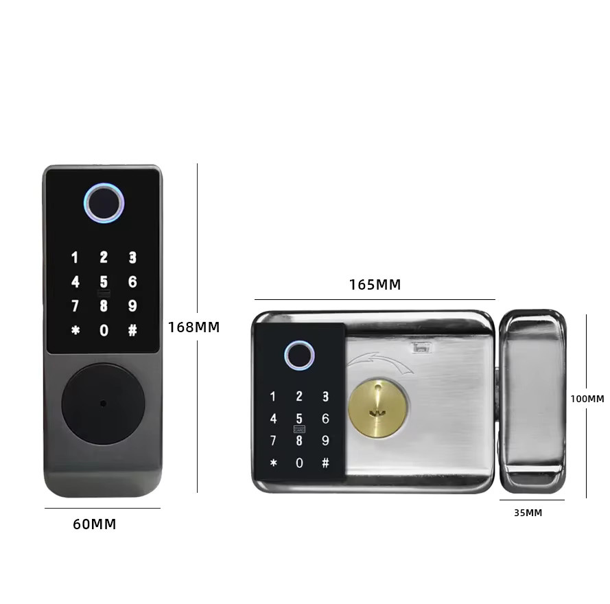 Juheenda Smartes Outdoor Türschloss mit Fingerabdruck, Digitalcode und IC-Karte, Wasserdichtes WLAN Türschloss mit Tuya und TTLock App, Alexa-kompatibel, Schwarz - Bild 3