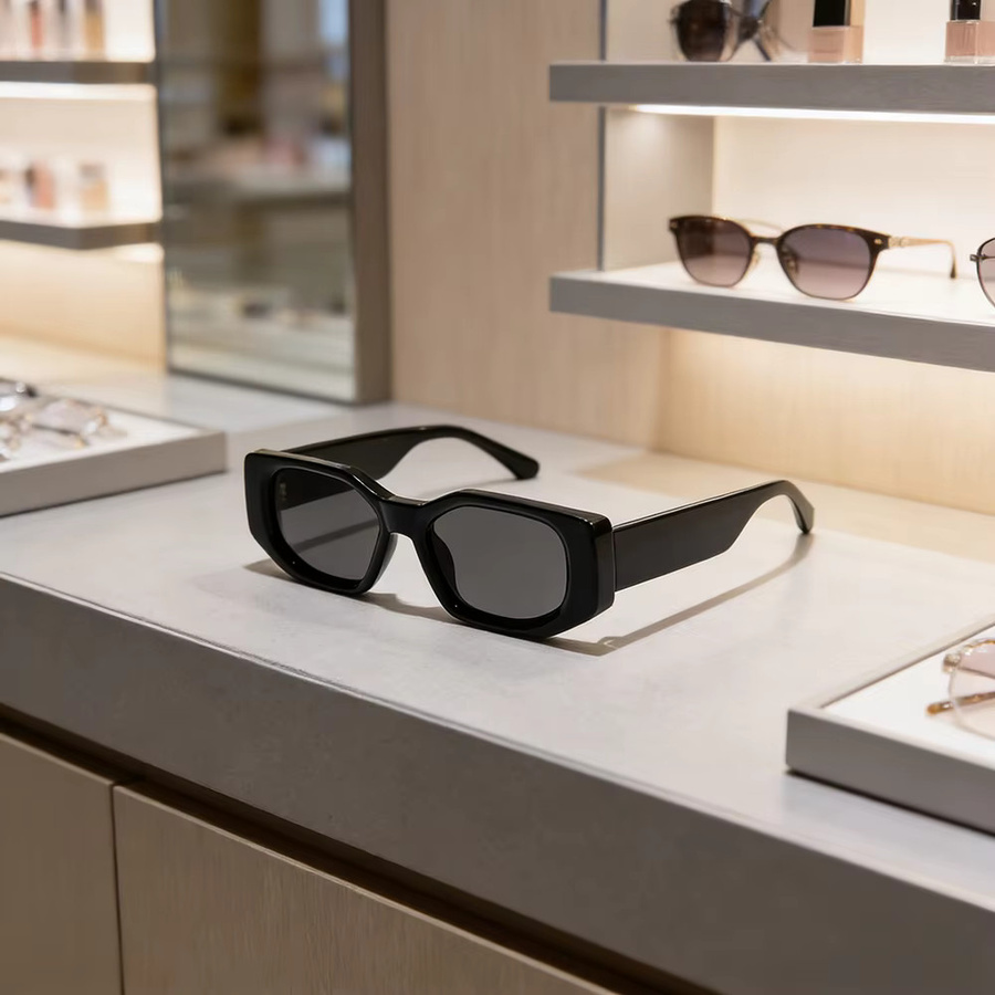 Ruiao Sonnenbrille, unregelmäßiger dicker Rahmen, Vollrand, Schwarz, Unisex - Bild 3