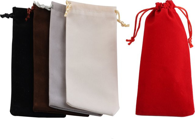 Chanfar Samt Schmuckbeutel mit Kordelzug in Rot für Halsketten und Parfümflaschen, Set mit verschiedenen Größen, B: 8 cm x H: 17 cm und B: 8 cm x H: 22 cm - Bild 1