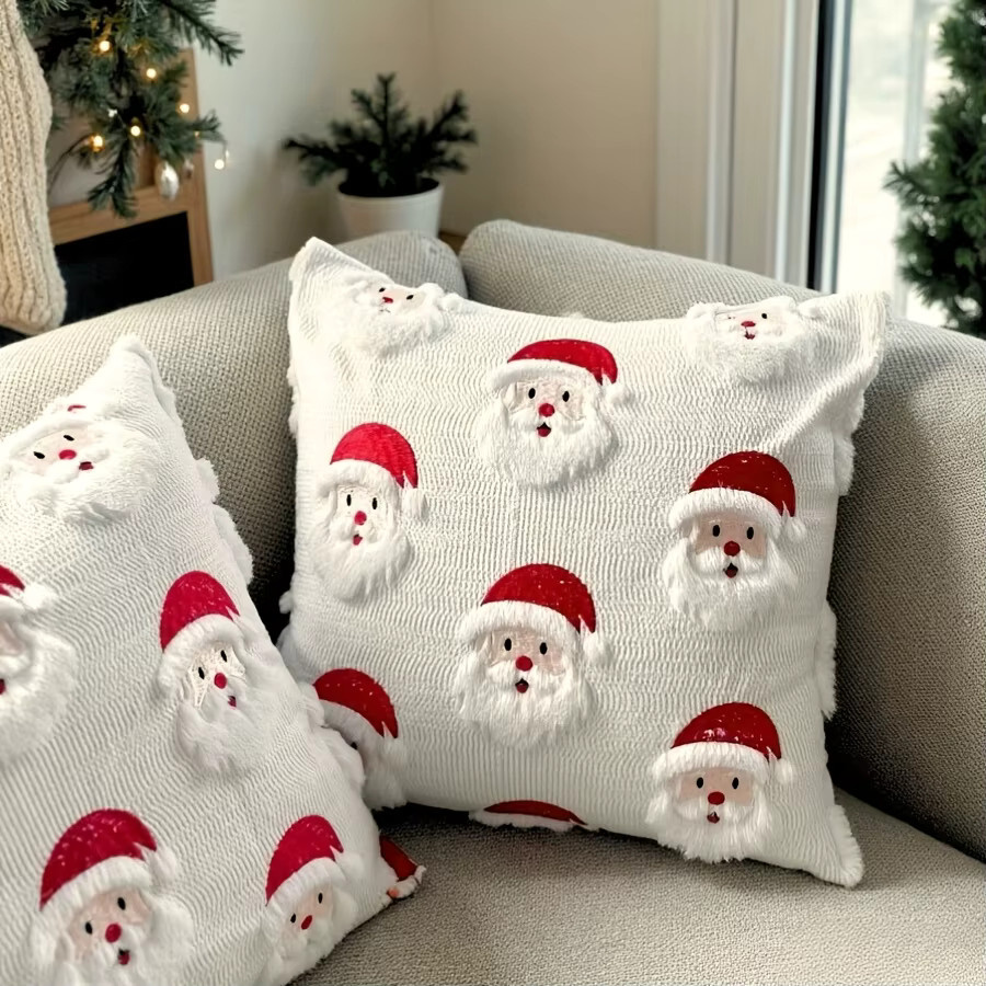 DUTRIEUX Weihnachtliches 3D Santa Claus Kissen mit Bezug aus Polyester, Weiß, B/T/H: 45,72 x 45,72 x 0 cm - Bild 3