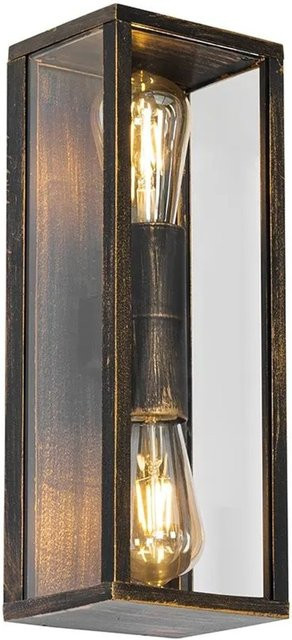 QAZQA Vintage Wandleuchte Charlois in Antikgold, 2-flammig, IP44 Außenleuchte aus Aluminium für Garten und Außenbereich, E27, dimmbar - Bild 1