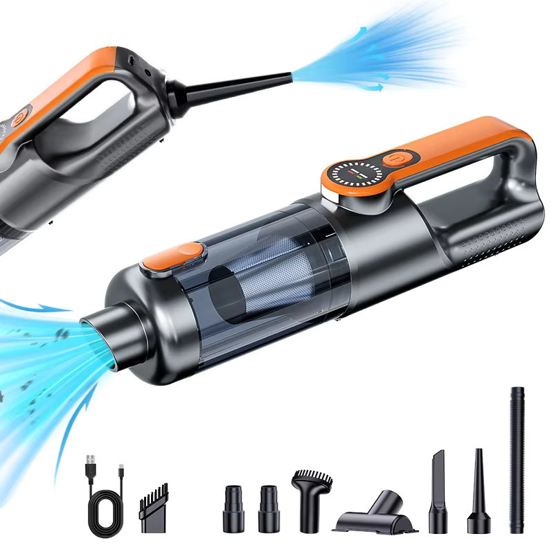 SUITU Kabelloser Mini-Handstaubsauger für das Auto, Tragbarer Hochleistungs-Staubsauger mit großer Saugkraft, Silber/Orange - Bild 6