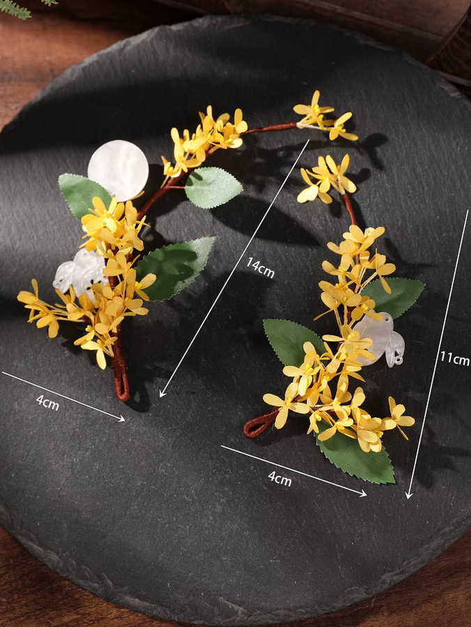 Haarnadel Paar, Shell Anhänger, Osmanthus Design - Bild 2