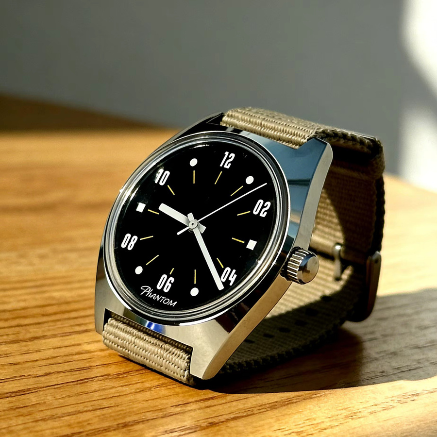 Phantom Armbanduhr, Handaufzug, Edelstahl, 36 mm, Herren, Schwarz - Bild 2