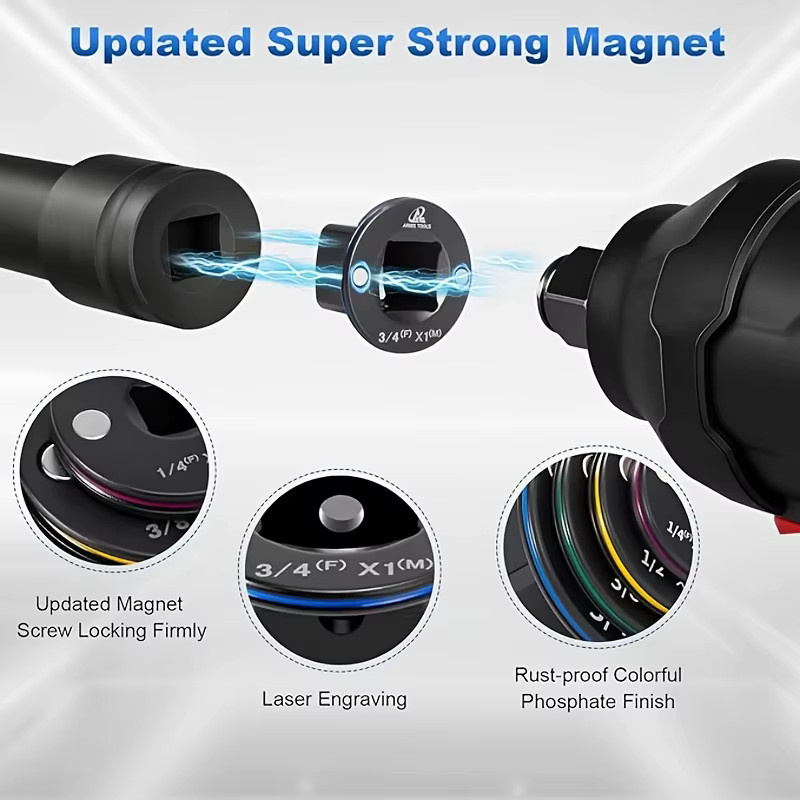 NIUXIANG Schlagsteckschlüssel-Adapter mit niedrigem Profil und magnetischer Halterung in Schwarz - Bild 5