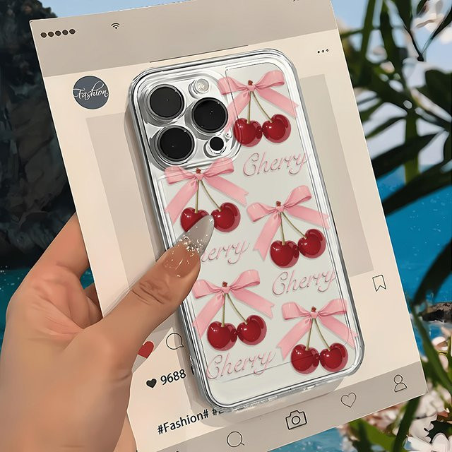 Ojeleye Handyhülle Süße Kirsche Transparent für iPhone 11 bis iPhone 17 Pro Max und weitere Modelle - Bild 1