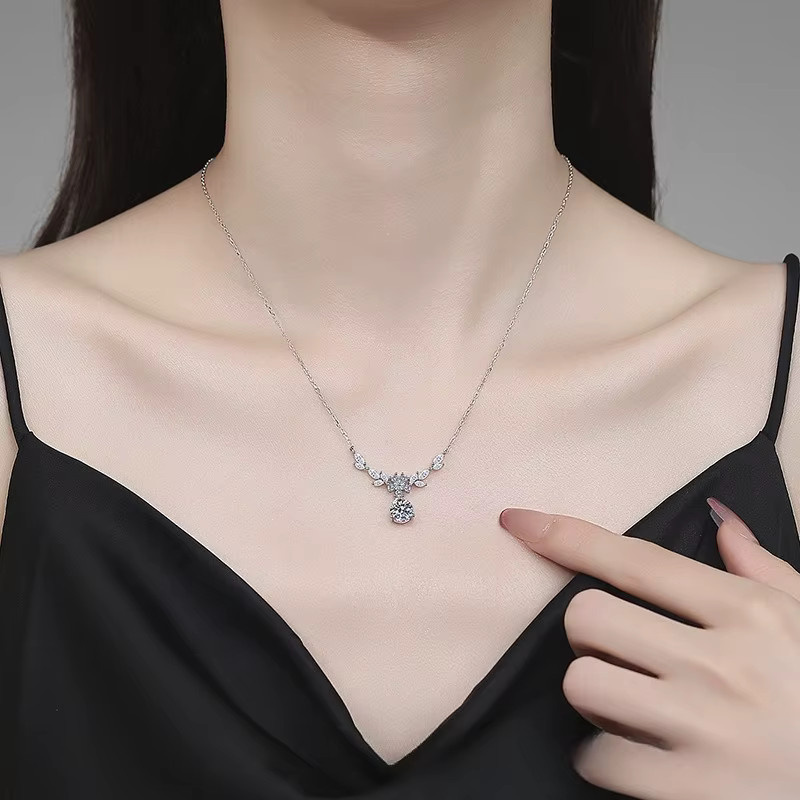 YDSMOSO Halskette, 925 Silber, Blätter-Anhänger, Zirkonia, Damen - Bild 2