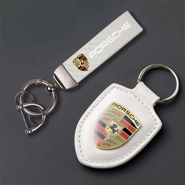 Porsche Schlüsselanhänger Leder, Karbonfaser, Unisex - Bild 1