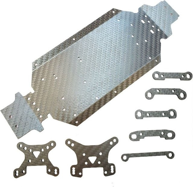 Wltoys Vollcarbon-Chassis-Stoßdämpferaufhängung, 1:14, Zubehör, Carbon, Metall, Schwarz - Bild 1
