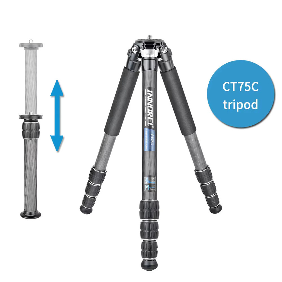INNOREL CT75C/85C Kohlefaser-Stativ in Schwarz mit Kugelkopf und verstellbarer Mittelsäule für DSLR-Kameras - Bild 6