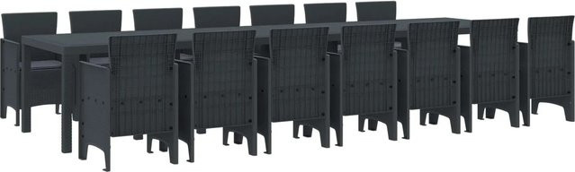 vidaXL Garten Essgruppe aus Polyrattan, 15-teilig, Anthrazit - Bild 1