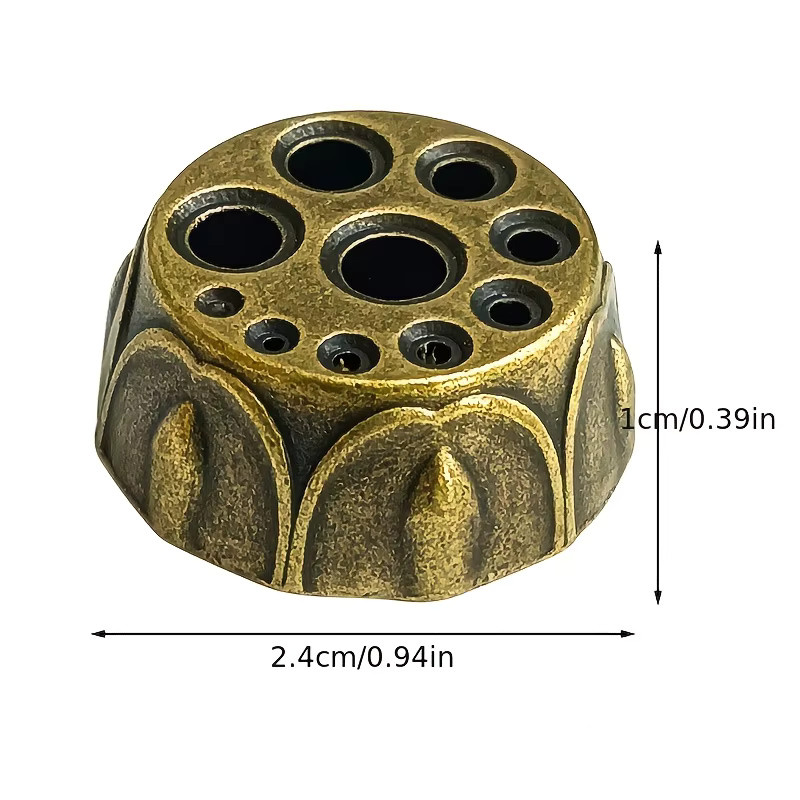 MINIDEAL Mini-Räucherstäbchenhalter aus Metall in Gold mit 10 Löchern und floralem Design - Bild 3