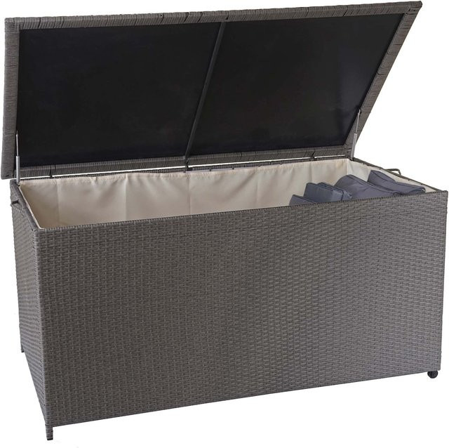 MCW Poly-Rattan Kissenbox D88 in Grau, Gartentruhe mit 950l Volumen, B/T/H: 160 x 80 x 94 cm - Bild 1