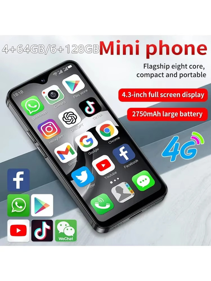 SOYES F9 Max 4G Mini-Smartphone mit 4,3 Zoll Android 12, 6 GB RAM, 128 GB Speicher, Octa-Core, 2750 mAh Akku und Typ-C OTG - Bild 5