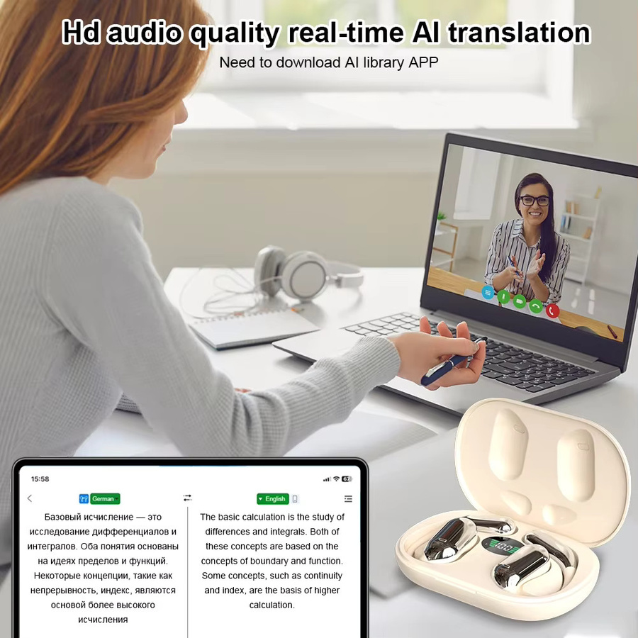 DIXSG AI-Übersetzer-Ohrhörer mit Echtzeit-Übersetzung für 144 Sprachen, 3-in-1 Bluetooth 5.3 In-Ear Headset mit Geräuschunterdrückung und intelligenter Sprachsteuerung - Bild 6