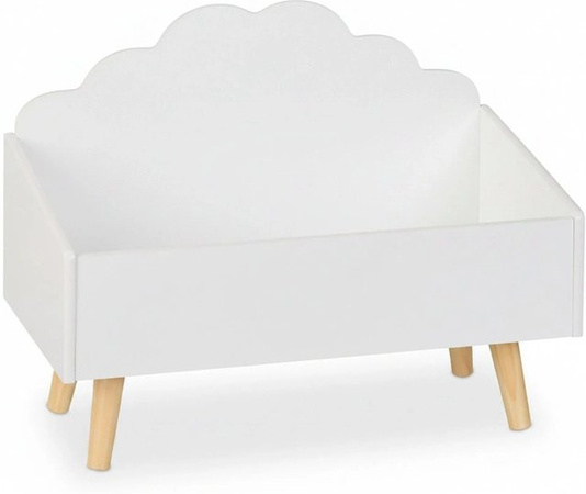 Relaxdays Kindertruhe aus MDF und Kiefernholz mit Wolken-Design in Weiß Natur, B: 58 cm, T: 45 cm, H: 28 cm