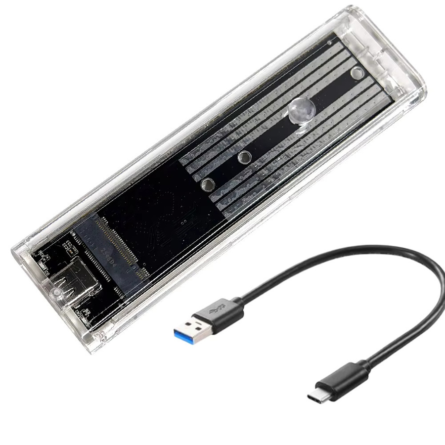 ALLOET Externes M.2 NGFF SATA SSD-Gehäuse mit USB 3.1 Typ C, Transparent, 10Gbps, kompatibel mit 2230/2242/2260/2280 SSDs - Bild 2