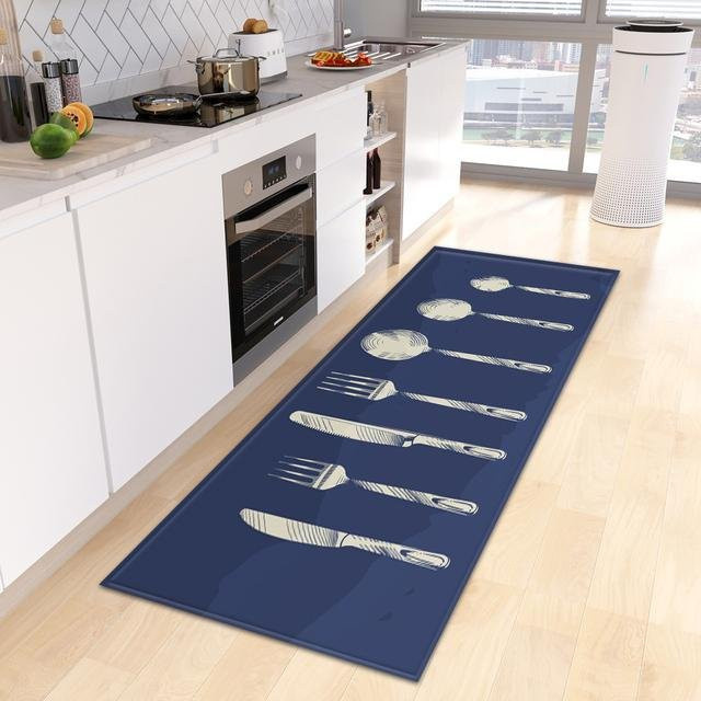 Karpetti Küchenbodenmatte mit Streifenmuster in Blau, rutschfeste und waschbare Fußmatte für Wohnzimmer, Schlafzimmer oder Balkon, B: 50 cm, L: 150 cm - Bild 1