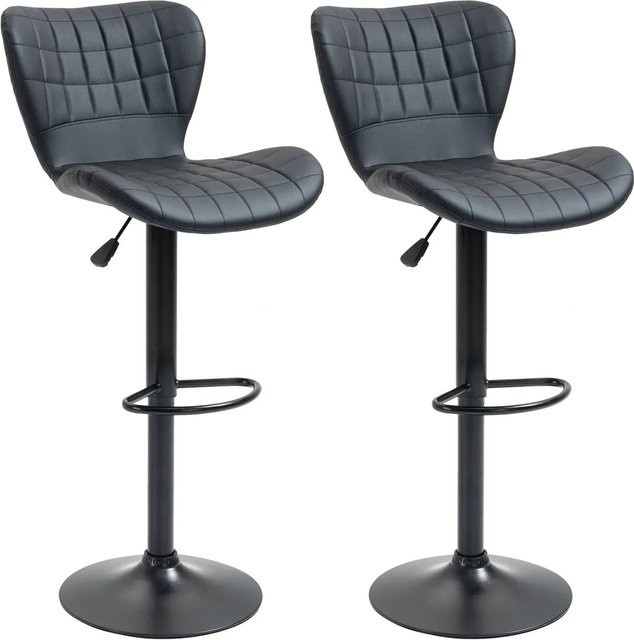 2er-Set HOMCOM Barstühle aus Kunstleder in Schwarz, H x B x T: 109 x 47 x 56 cm - Bild 1