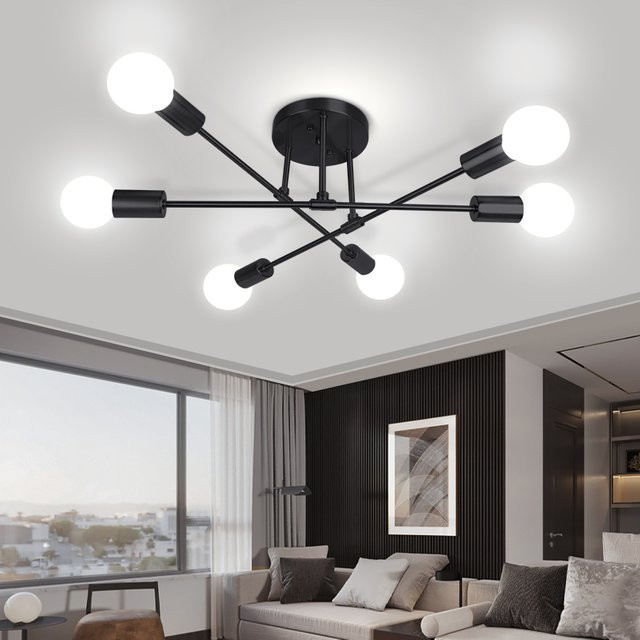 CHENBEN LED Kronleuchter Modern Rund in Schwarz und Weiß aus Metall und Glas für Wohnzimmer, Esszimmer und Küche - Bild 1