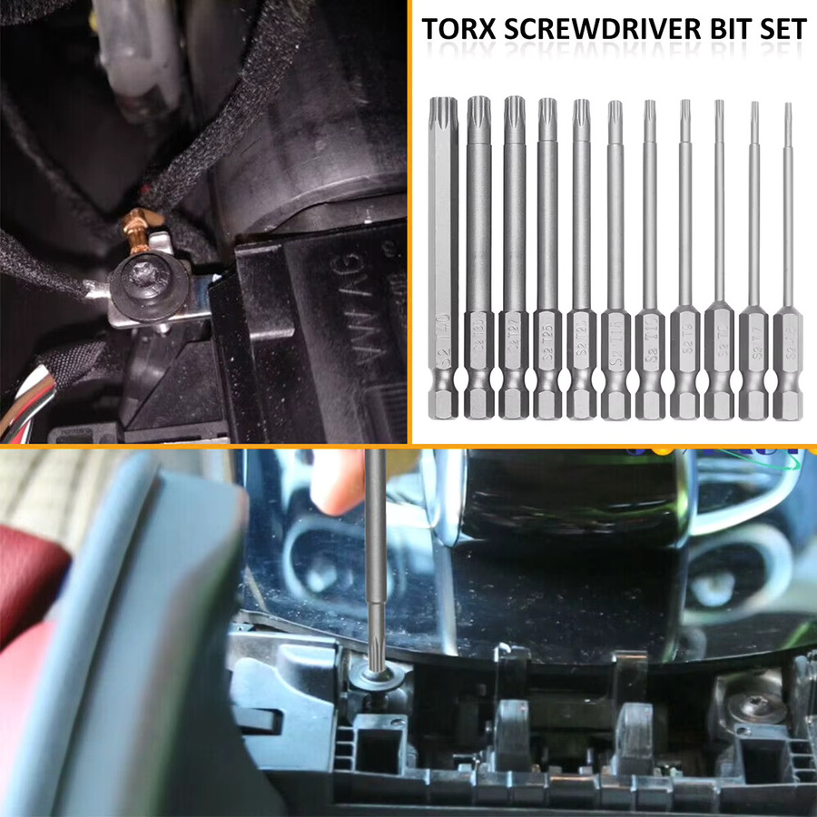 Toorise 11-teiliges Torx-Schraubendreher-Bit-Set aus S2-Stahl in Silber mit 1/4 Zoll Sechskantschaft und magnetischer Funktion - Bild 4