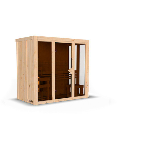 KARIBU Sauna Juminda für 2 Personen aus Espe und Nordischem Fichtenholz, beige, B/T/H: 216 x 122 x 198 cm - Bild 2