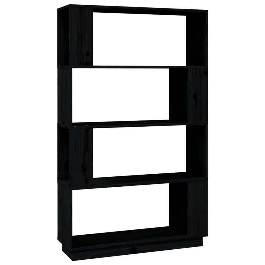 vidaXL Bücherregal und Raumteiler aus Massivholz Kiefer in Schwarz, B/T/H: 80 x 25 x 132 cm - Bild 2