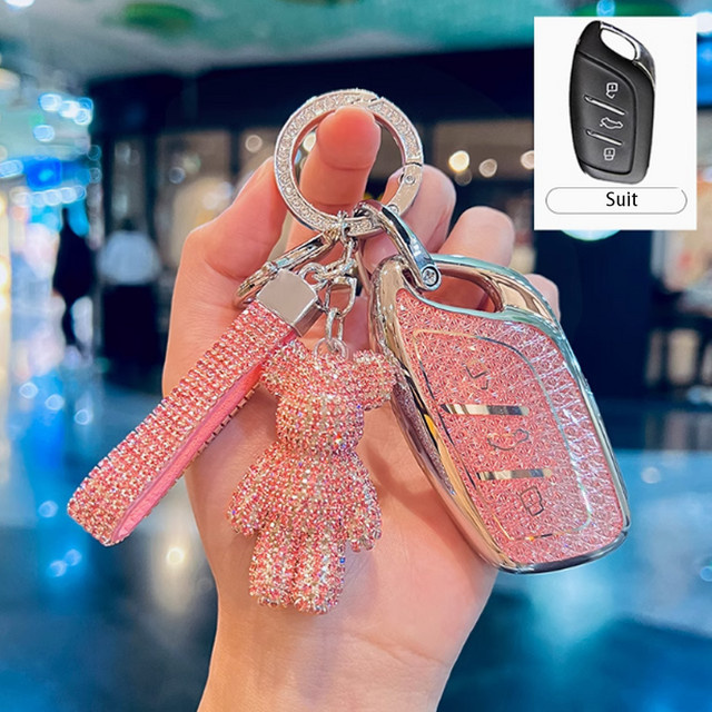 ICAR Smart Car Key Case Cover in Diamant-Rosa für MG ZS HS GT MG4 MG5 MG6 Plus VE ZX EHS EZS - Bild 1