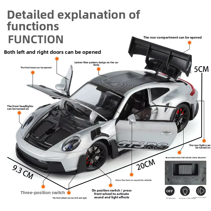WELLY Porsche 911 GT3 RS Sportwagen Modell, 1:24, Metall - Bild 4