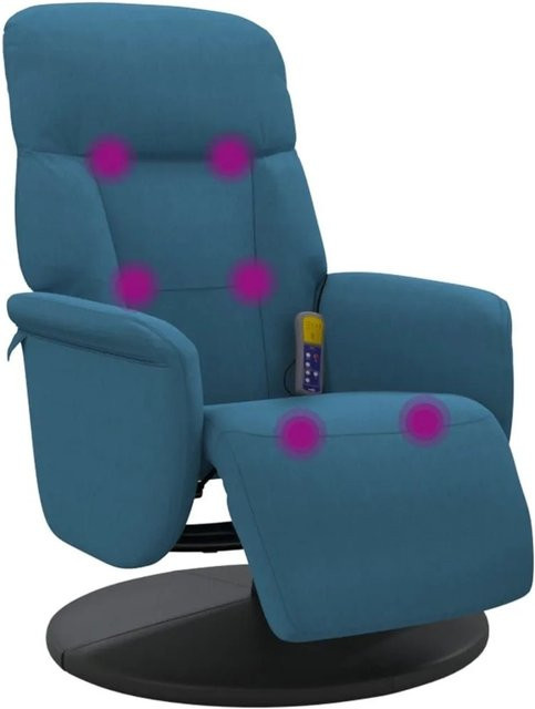 vidaXL Massagesessel mit Fußteil in Blau aus Samt mit Armlehnen und 360-Grad-Drehfunktion - Bild 1