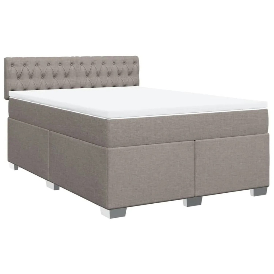 vidaXL Boxspringbett mit Matratze in Taupe, Hybrid-Bett mit USB-Ladeport und Unterbettbeleuchtung, B/T: 160 x 200 cm - Bild 2