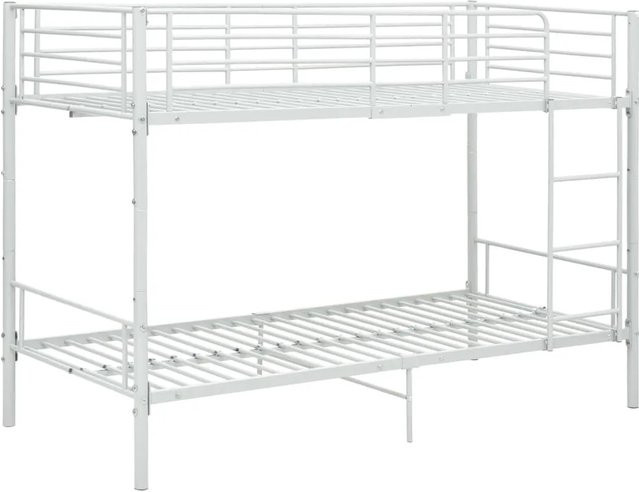 vidaXL Etagenbett für Kinder aus Metall in Weiß, B/T/H: 90 x 200 x 150 cm - Bild 1