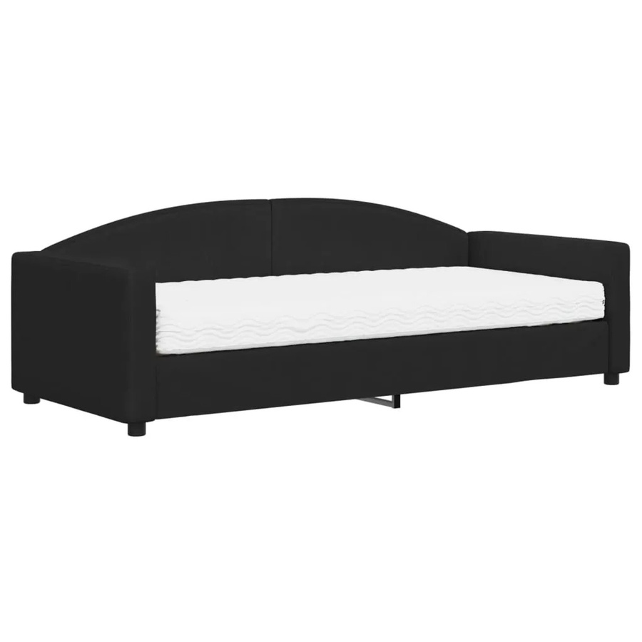 vidaXL Tagesbett mit Matratze Schwarz aus Stoff und Schaumstoff B/T/H: 90 x 200 cm - Bild 2
