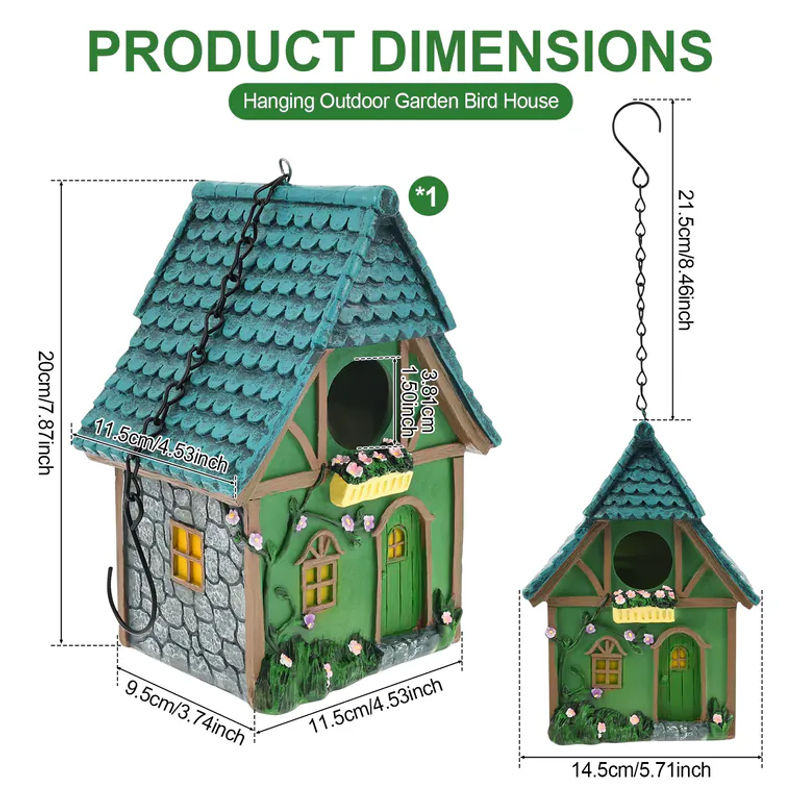 Willstar Hängendes Vogelhaus aus Kunstharz in Bunt mit floralem Design als Unterschlupf für Kleinvögel - Bild 6